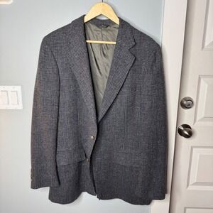 Polo University Club by Ralph Lauren Men's Blue Tweed Wool Blazer Jacket Vintage